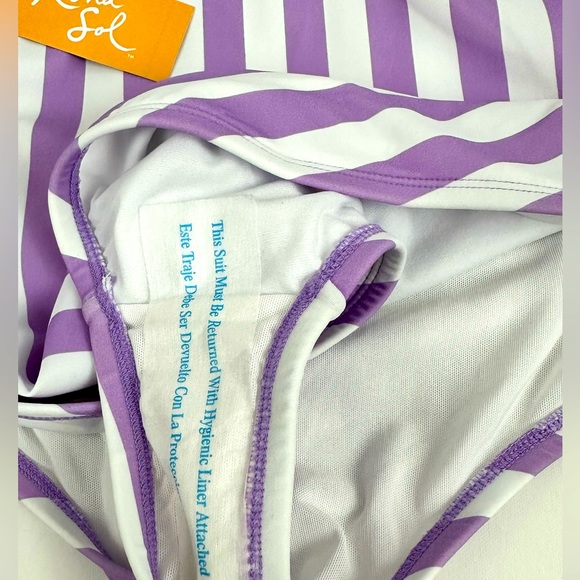 Kona Sol Woman’s Plus Size Purple Striped Fully Lined for Support One Pi… - Picture 8 of 9